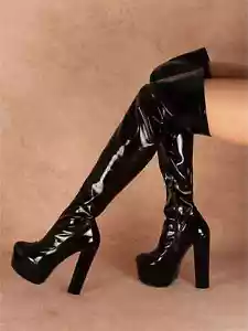 Women Over Knee Boots Platform Thick High Heels Side Zip Tall Boots Shoes Woman - Picture 1 of 8