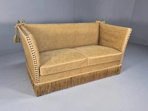 Vintage Two Seater Sofa Green Velour Studded Tassels Danish Design EB9549 V2SS - Picture 1 of 18