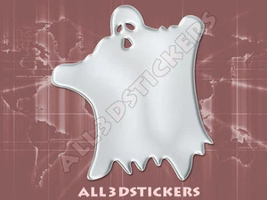 3D Sticker Decal Resin Domed Ghost Phantom Specter Adhesive Decal  Chrome - Picture 1 of 1