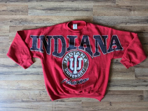 Vintage Cliff Engle Indiana Hoosier IU Big Letter Sweatshirt USA Made - Adult XL Cover