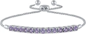 Lab-Grown Alexandrite Sterling Silver Bolo Bracelet - Picture 1 of 2