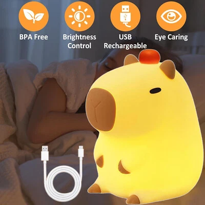 Kinder LED Nachtlicht Capybara Baby Stilllicht Nachttischlampe Kawaii Tischlampe - Bild 1 von 4