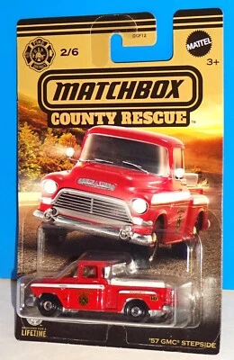 2023 Matchbox County Rescue Series 2/6 '57 GMC Stepside P/U Red - Image 1 of 2