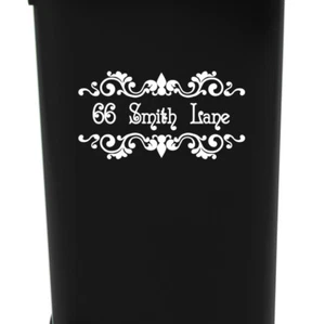 Wheelie Bin House Number & Street Name Decal Sticker Ornamental Floral Design - Picture 1 of 2