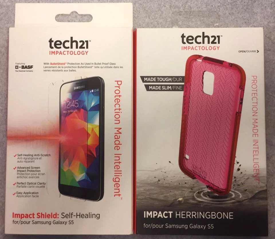New Tech21 Herringbone Case for Samsung Galaxy S5 + Tech21 Screen Protector P ! - Image 1 of 4