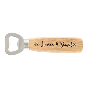 Personalised Engraved Bottle Opener Wooden Handle Wedding Mr & Mrs Gift Couples - Picture 1 of 9