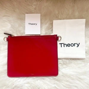 New! NWT THEORY Transformer Leather Clutch Pouch Crossbody Bag $155 - Picture 1 of 14