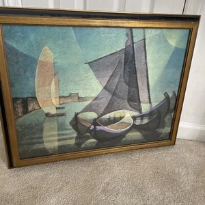 Louis Toffoli, Ships -1907-1999, painting on canvas. 26.5” X 21” Impeccable . - Picture 1 of 15