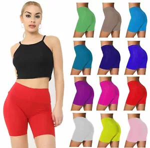 LADIES WOMEN CYCLING SHORTS DANCING SHORTS LEGGINGS ACTIVE CASUAL SHORT 8-22 - Picture 1 of 13