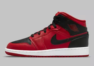 NEW Air Jordan 1 mid (GS) Gym Red Black White 7Y 8.5 W - Picture 1 of 7