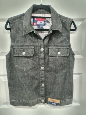 Women's Coogi Denim Vest L large Down Under Blue Black Excellent Condition HTF - Image 1 of 4