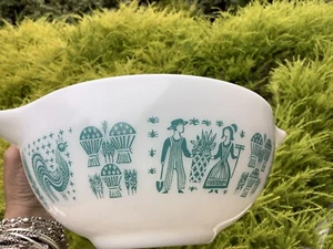 Vintage Pyrex Turquoise Amish Butterprint Cinderella Bowl 2 1/2 Qt. No 443 - Picture 1 of 11