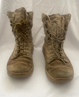 Botas de Combate Militares de EE. UU. Cuero Áspero Tostado y Nylon para Hombre Talla 10 Foto 1 de 4