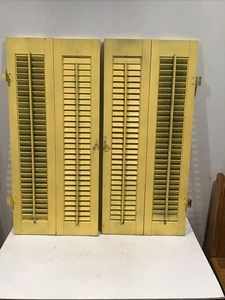 (2) Vintage Wood Interior Louver Plantation Window Bi-Fold Shutter 36" Tall - Picture 1 of 12