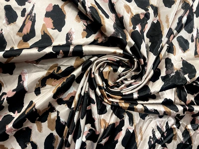 Tela satinada con estampado animal 140 cm de ancho material suave no elástico vestidos y manualidades Foto 1 de 4