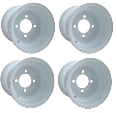 (4) Rueda de carro de golf GTW de acero de 8 pulgadas | Centrada | Blanca | Patrón de pernos de 4x101,6 mm Foto 1 de 2