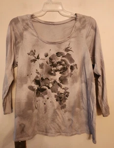 Womens smoked grey long sleeve blouses shirt size 1xl - Picture 1 of 2