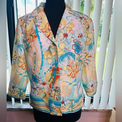 Blazer City Girl Floral Multicolor Amarillo/Turquesa Lentejuelas Almohadilla para el Hombro Talla Med Foto 1 de 4