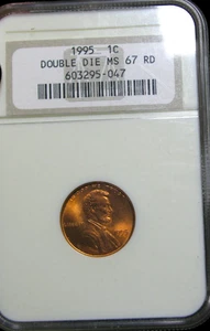 1995 Double Die Obverse Lincoln Cent --- MS-67 RED NGC Graded Coin ---- #404C - Picture 1 of 6