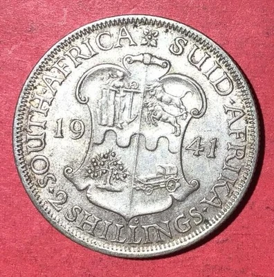 1941 South Africa SILVER 2 Shillings XF! Old South African Coin! - Image 1 of 2