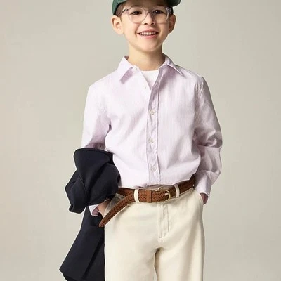 Camisa de vestir J.Crew Ludlow Premium de algodón fino a rayas 4 para niños Foto 1 de 4