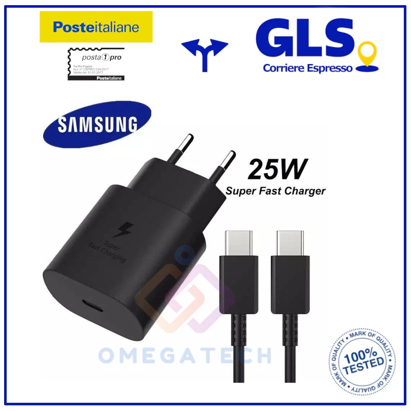 Carica Batterie 25W Originale Samsung per Galaxy Rapido + Cavo Usb-C EP-TA800 NR - Immagine 1 di 4