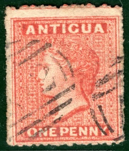 ANTIGUA QV Classic Stamp SG.7var* 1d (Orange-)Vermilion (1867) Used A02 BLBLUE92 - Picture 1 of 6