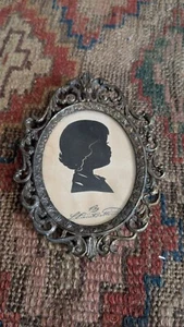Antique Vintage Old Silhouette Lady Girl Cutout Victorian Style Frame 5.25" - Picture 1 of 4