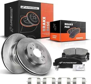 A-Premium 10.24 inch (260mm) Front Vented Disc Brake Rotors + Ceramic Pads Kit C - Picture 1 of 8
