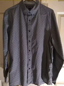 Michael Kors Shirt Mens L Classic Fit Gray Black Dots Button Down Long Sleeve - Picture 1 of 11