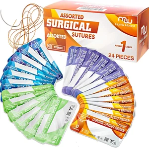 Mixed Sterile Suture Thread with Needle (Dissolvable and Non-Dissolvable 0, 2-0, - Picture 1 of 12