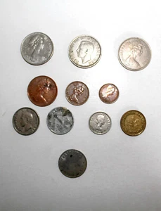 ANTIQUE COIN PIECES MONNAIE BRITAIN ELIZABETH II 1968 FRANCE 1943 DEUTSCHLAND 50 - Imagen 1 de 2