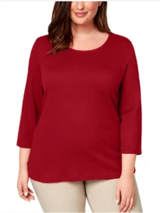 Karen Scott women's Scoop Neck Three-Quarter Sleeves Pullover plus size 0X - Picture 1 of 7
