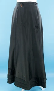 VTG Women's Antique Edwardian Late 1800s Black Wool Or Wool Blend Skirt XXS/XS - Picture 1 of 24
