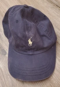 Vintage Polo Ralph Lauren Hat Cap Blue White Pony One Size Dad Leather Strap - Picture 1 of 6