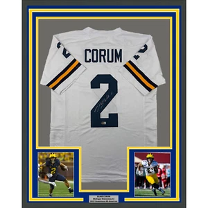 Framed Autographed/Signed Blake Corum 33x42 Michigan White Jersey BAS COA - Picture 1 of 2