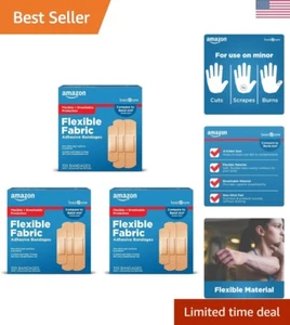 Soft & Breathable Flexible Fabric Bandages, 100 Count Assortment, Made in USA - Picture 1 of 8