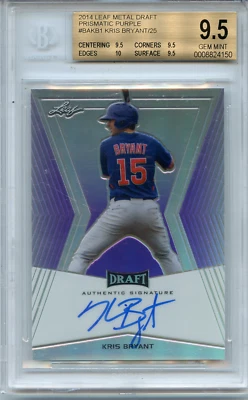 2014 LEAF METAL DRAFT KRIS BRYANT "PRISMATIC PURPLE" AUTOGRAPH RC #7/25, BGS 9.5 - Image 1 of 2