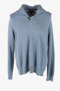 Tommy Hilfiger Suéter Liso Vintage Chal Saltador Cuello Años 90 Azul Talla XL - IL2751 - Imagen 1 de 4