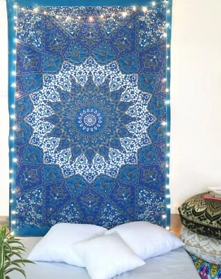 Indian Twin Hippie Mandala Bedspread Wall Hanging Bohemian Ethnic Throw Tapestry - Image 1 of 4