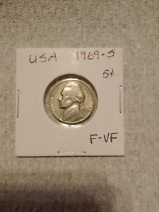 JEFFERSON NICKEL 1969-S F-VF SCHÖNE MÜNZE - Bild 1 von 1