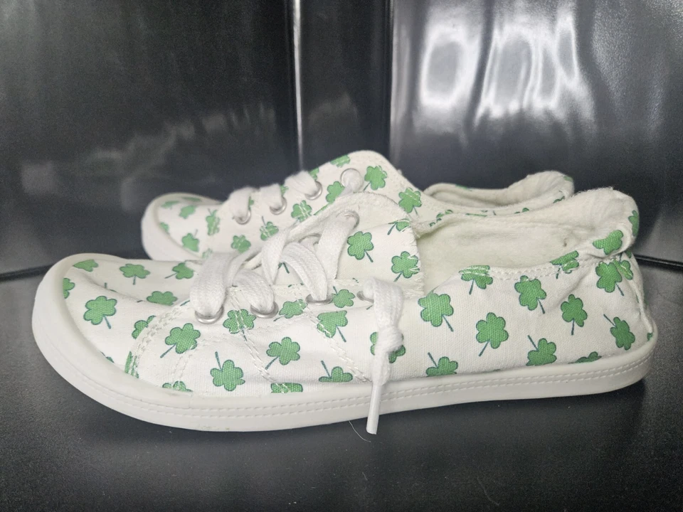 Isaac Mizrahi Reesa Día de San Patricio Trébol Tenis Blanco Verde Talla 6 NUEVO Foto 1 de 4