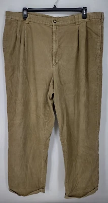 Vintage Eddie Bauer Wide Wale Corduroy Pants Men's Tall Size 44x30 Brown Cuffed - Image 1 of 4
