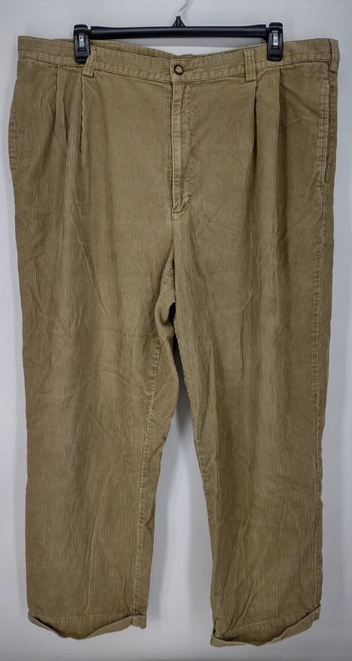 Vintage Eddie Bauer Wide Wale Corduroy Pants Men's Tall Size 44x30 Brown Cuffed - Image 1 of 4