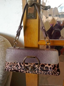 Coccinelle Pink Leather And Fake Fur Small Handbag/Clutch Evening Bag - Picture 1 of 12