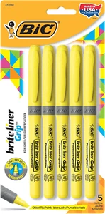 BIC Brite Liner Grip Textmarker gelb 5 Stück Meißelspitze (GBLP51-Ylw) - Bild 1 von 9