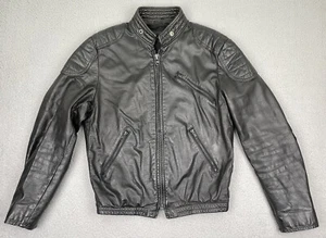 Vintage Brooks Leather Motorcycle Jacket Men's 40 Small Black Cafe Moto - Picture 1 of 23