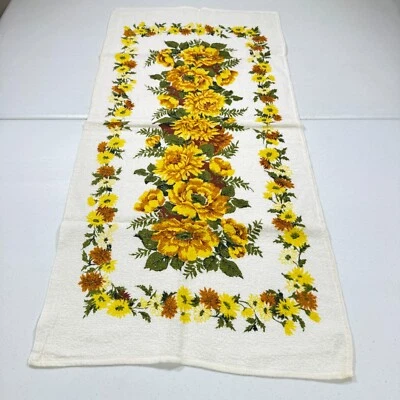 Toalla de baño vintage cañón amarillo margaritas floral algodón mcm retro años 70 EE. UU. 1335-15 Foto 1 de 4