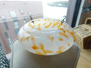 Art Deco Plaffonier Mottled Orange Glass Light Shade with Chains (hook missing) - Picture 1 of 15