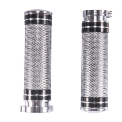 Chrome 1'' 25mm Handlebar Motorcycle Handle Grips For Harley Kawasaki Yamaha BMW - Imagem 1 de 4